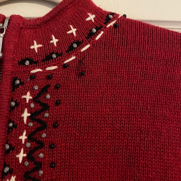 Vintage Timberlea Zip Up Christmas Sweater Snowman Beaded Size XL - Picture 7 of 7